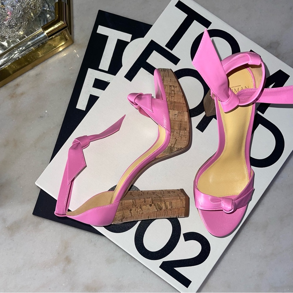 Alexandre Birman New Mabeleh Leather Cork Platform Sandal in Pink